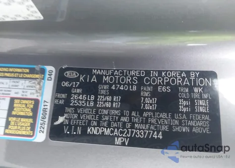 2018 Kia Sportage Lx z USA, uszkodzony, nr VIN KNDPMCAC2J7337744